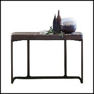 Console table in solid ashwood with 1 drawer and brown emperador marble 163-Samena