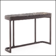 Console en frêne massif avec 1 tiroir et avec plateau en marbre emperador brown 163-Samena
