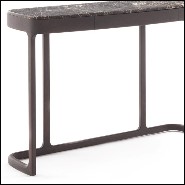 Console en frêne massif avec 1 tiroir et avec plateau en marbre emperador brown 163-Samena