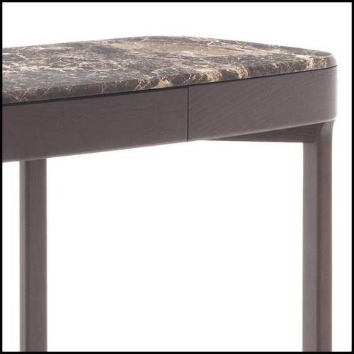 Console en frêne massif avec 1 tiroir et avec plateau en marbre emperador brown 163-Samena