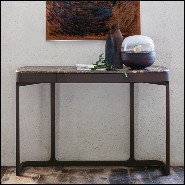 Console en frêne massif avec 1 tiroir et avec plateau en marbre emperador brown 163-Samena