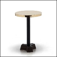 Side table with casted iron base in black finish and with polished glossy brass top 30-Shiny