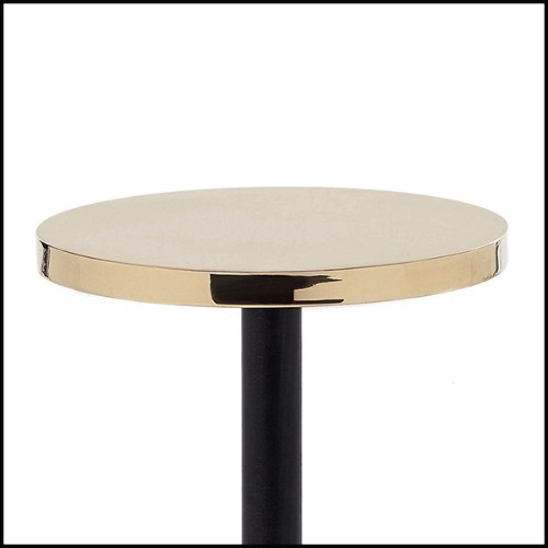 Side table with casted iron base in black finish and with polished glossy brass top 30-Shiny