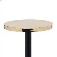 Side table with casted iron base in black finish and with polished glossy brass top 30-Shiny