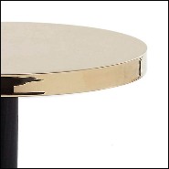 Side table with casted iron base in black finish and with polished glossy brass top 30-Shiny