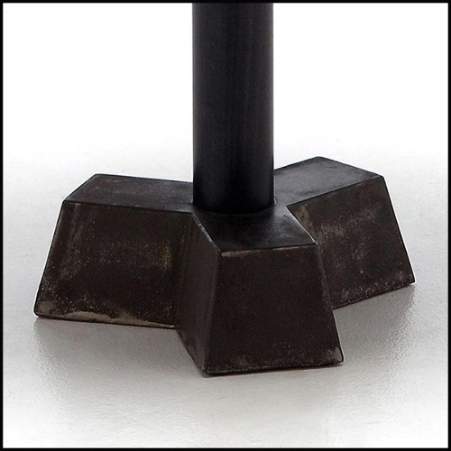 Side table with casted iron base in black finish and with polished glossy brass top 30-Shiny