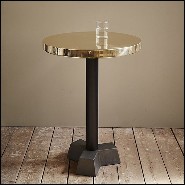 Side table with casted iron base in black finish and with polished glossy brass top 30-Shiny