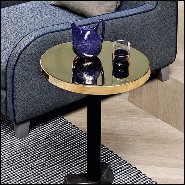 Side table with casted iron base in black finish and with polished glossy brass top 30-Shiny
