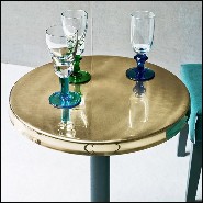 Table d'appoint avec base en fonte finition noir et avec plateau en laiton finition poli brillant 30-Shiny