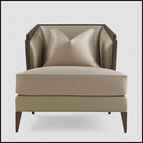 Fauteuil avec structure en acajou massif et avec tissu finition pearl 119-Balmare