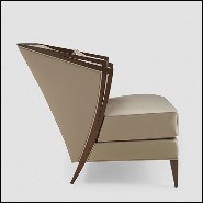 Armchair in solid mahogany wood with fabric in pearl finish 119-Balmare