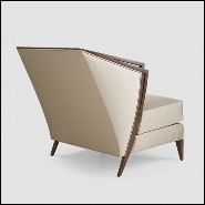 Armchair in solid mahogany wood with fabric in pearl finish 119-Balmare