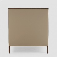 Armchair in solid mahogany wood with fabric in pearl finish 119-Balmare