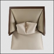 Armchair in solid mahogany wood with fabric in pearl finish 119-Balmare
