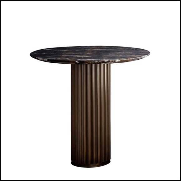 Side table with solid bronze base and with emperador marble round top 150-Colisee Bronze