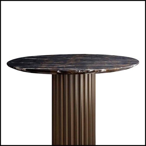 Table d'appoint avec base en bronze et avec plateau en marbre emperador 150-Colisee Bronze