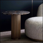 Side table with solid bronze base and with emperador marble round top 150-Colisee Bronze