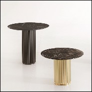 Side table with solid bronze base and with emperador marble round top 150-Colisee Bronze