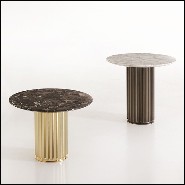 Side table with solid bronze base and with emperador marble round top 150-Colisee Bronze