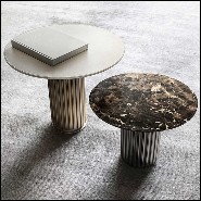 Side table with solid bronze base and with emperador marble round top 150-Colisee Bronze
