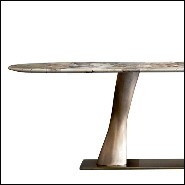 Console table with 2 twisted bronze feet and with oval calacatta marble top 150-Comet Marble