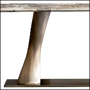 Console table with 2 twisted bronze feet and with oval calacatta marble top 150-Comet Marble