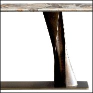 Console table with 2 twisted bronze feet and with oval calacatta marble top 150-Comet Marble