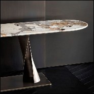 Console table with 2 twisted bronze feet and with oval calacatta marble top 150-Comet Marble