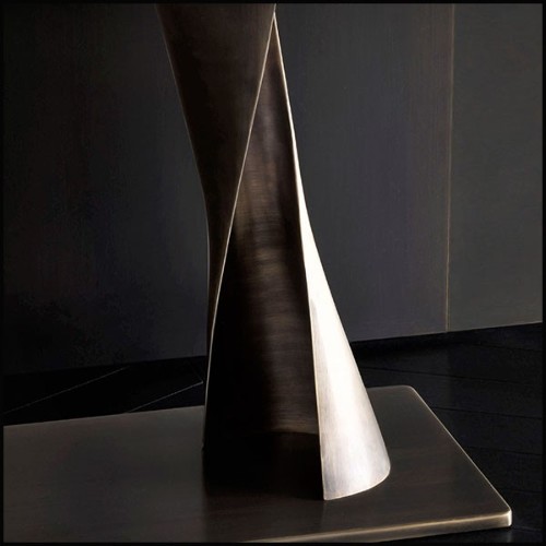 Console avec 2 pieds en bronze torsadés et avec plateau oval en marbre Calacatta 150-Comet Marble