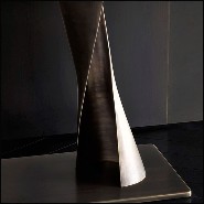 Console avec 2 pieds en bronze torsadés et avec plateau oval en marbre Calacatta 150-Comet Marble