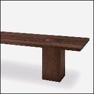 Dining table in solid walnut wood with knots and 2 bases are passing through the top 154-Full Wood