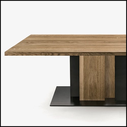 Table de repas rectangulaire en chêne naturel massif et en fer brut 154-Oak and Iron