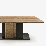 Table de repas rectangulaire en chêne naturel massif et en fer brut 154-Oak and Iron