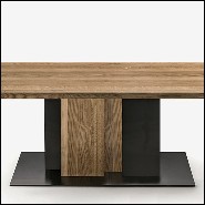 Dining table rectangular in solid natural oak wood and with lacquered iron 154-Oak and Iron