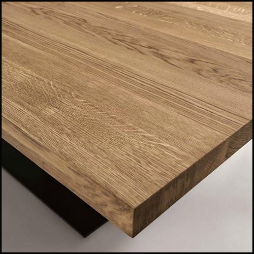 Dining table rectangular in solid natural oak wood and with lacquered iron 154-Oak and Iron