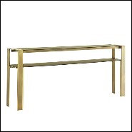 Console avec structure en bronze massif et plateau haut et bas en verre trempé satiné 150-Refined Bronze