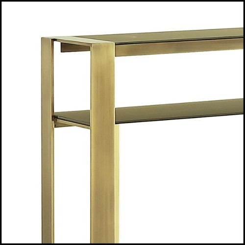Console avec structure en bronze massif et plateau haut et bas en verre trempé satiné 150-Refined Bronze