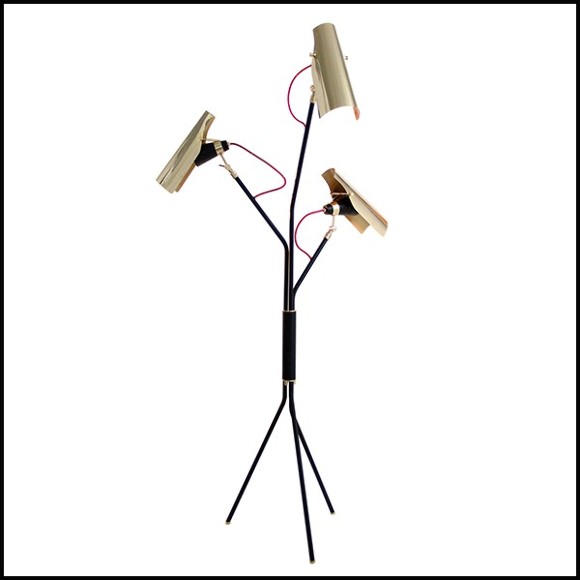 Floor lamp with body in brass in black and polished brass finish with brass finish shades 155-Sight