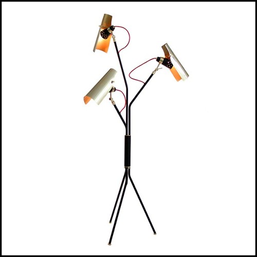 Floor lamp with body in brass in black and polished brass finish with brass finish shades 155-Sight