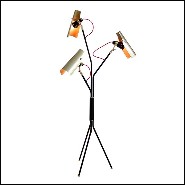 Lampadaire avec structure en laiton finition noir et finition poli et abat-jours finition laiton poli 155-Sight