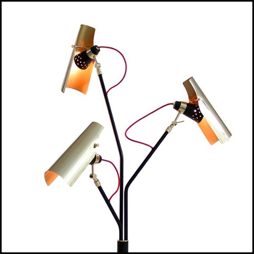 Floor lamp with body in brass in black and polished brass finish with brass finish shades 155-Sight