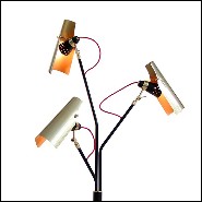 Lampadaire avec structure en laiton finition noir et finition poli et abat-jours finition laiton poli 155-Sight