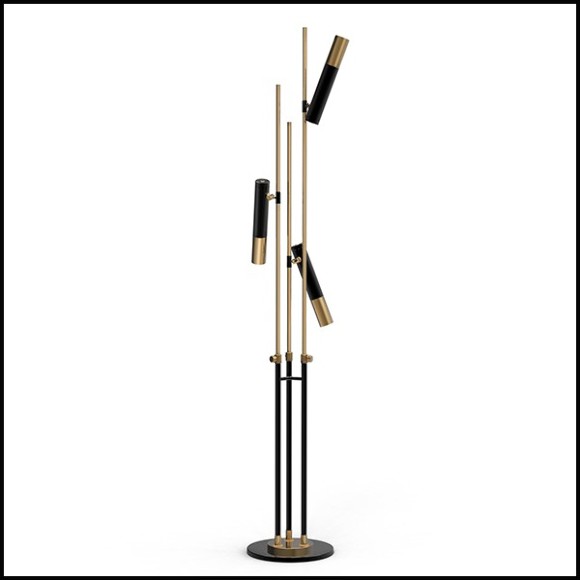 Lampadaire en laiton finition noir et finition laiton poli et abat-jours finition laiton poli 151-Spike