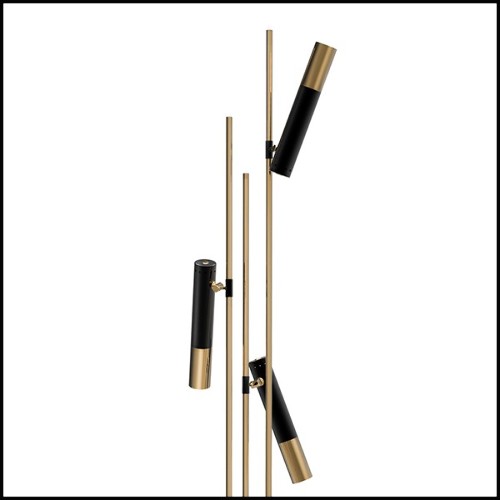 Lampadaire en laiton finition noir et finition laiton poli et abat-jours finition laiton poli 151-Spike