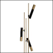 Floor lamp with 3 arms in brass in black finish and polished finish and polished brass shades 151-Spike