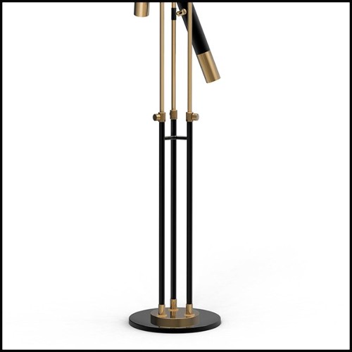 Floor lamp with 3 arms in brass in black finish and polished finish and polished brass shades 151-Spike