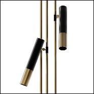 Lampadaire en laiton finition noir et finition laiton poli et abat-jours finition laiton poli 151-Spike