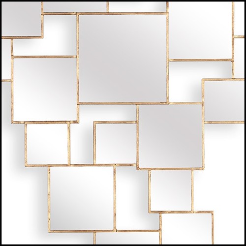 Miroir avec miroirs carrés avec cadres en bois peints en finition gold antique 119-Squares Concept I