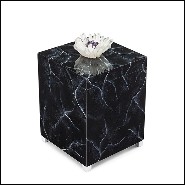 Box hand painted in marble style finish with lid decorated with natural crystal sticks and amethyst stone 162-Crystal Black