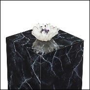 Boîte en bois peint finition style marbre décoréé avec bâtons de cristaux et pierres d'améthyste 162-Crystal Black